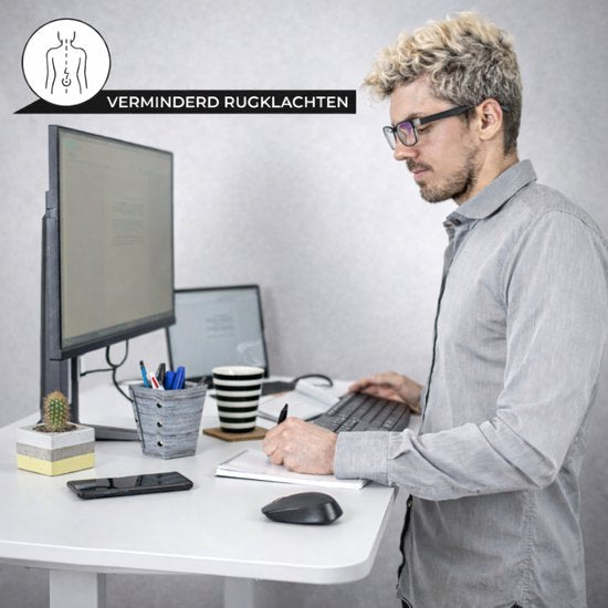 Bayt Bureau assis-debout - Bureau électrique - Bureau réglable en hauteur - 120 x 60 cm - Blanc