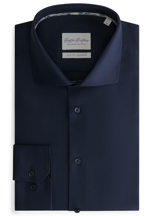 Boston Brothers Non Iron Shirt - Homme - Taille 42 - Marine - Tissage Oxford - Slim Fit