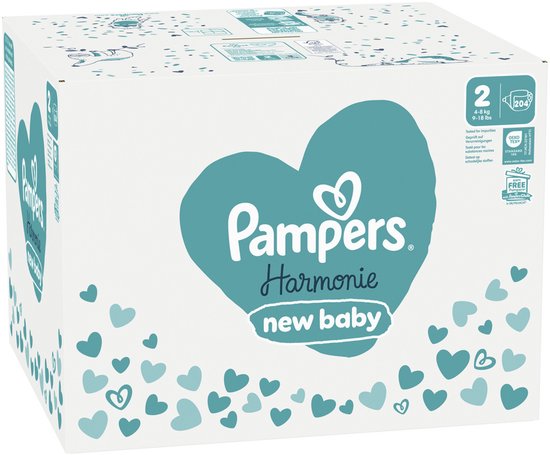 Couches Pampers Harmonie, taille 2 - 204 couches - 4 kg à 8 kg