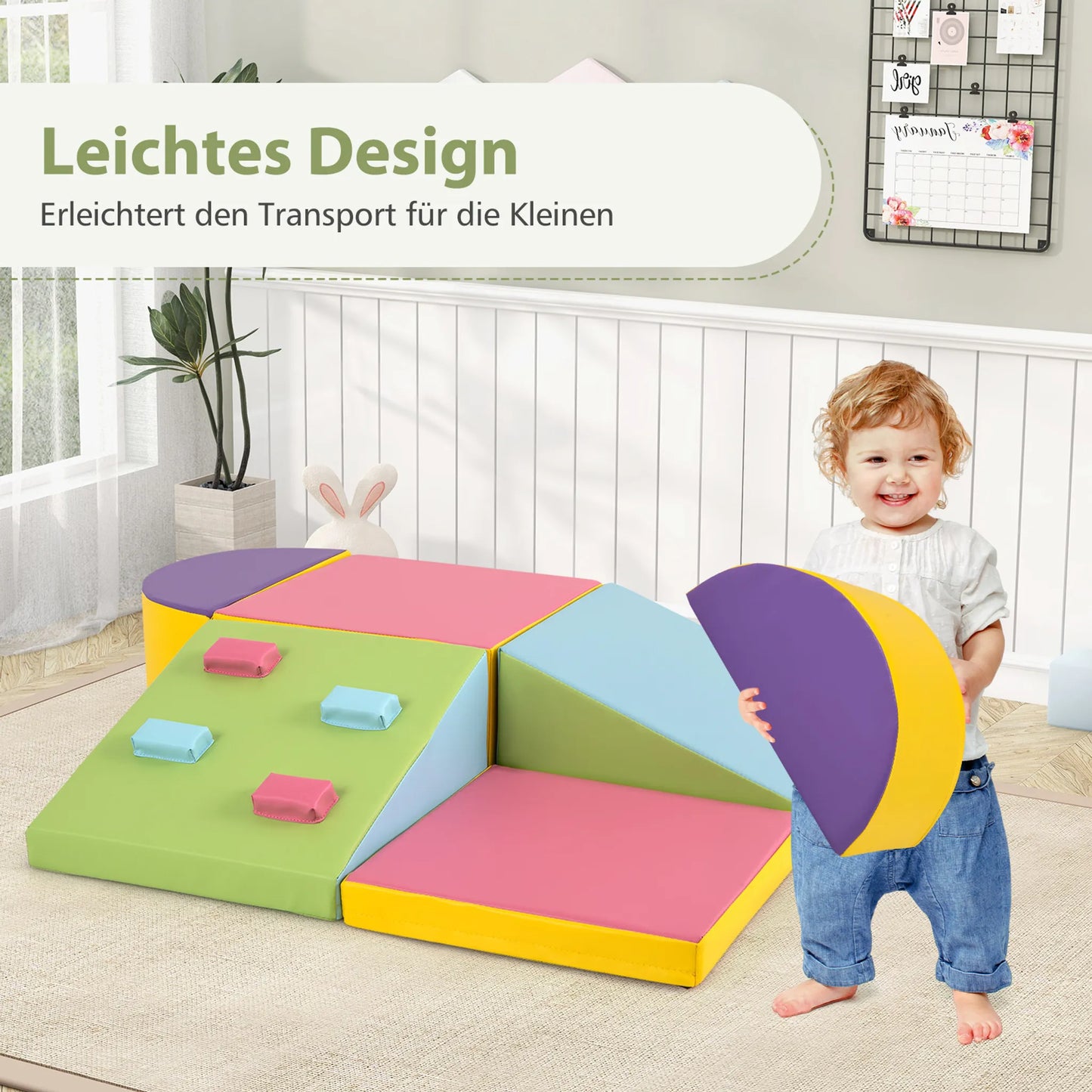 Ensemble de jeu d'escalade Coast en mousse – Doté de fermetures velcro et de coutures soignées, avec des blocs d'escalade faciles à saisir – Pour les salles de jeux et les crèches – Cuir coloré et mousse EPE