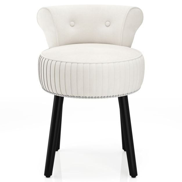 Fauteuil de maquillage Coast en velours avec dossier – 48 x 46 x 66 cm – Blanc