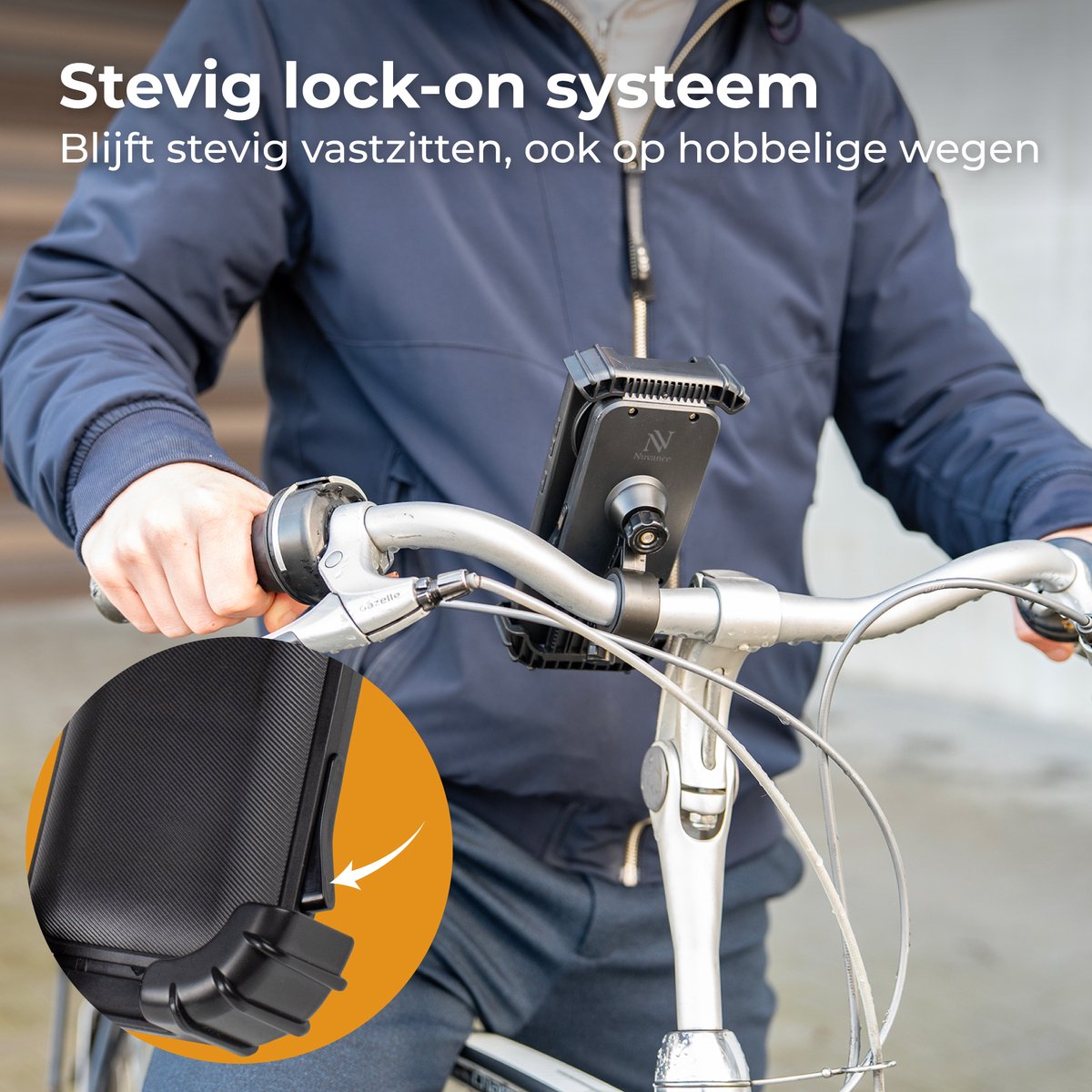 Support de téléphone pour vélo Nuvance - Rotation à 360° - Pour écrans de 4,7 à 6,8 pouces - Noir