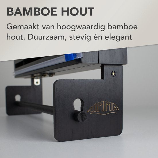 Nimma Roll Holder - Porte-rouleau de cuisine et porte-feuille en 1 - Système de suspension et coupe-feuille inclus - Convient pour 3 rouleaux de papier d'aluminium - Bambou - Noir