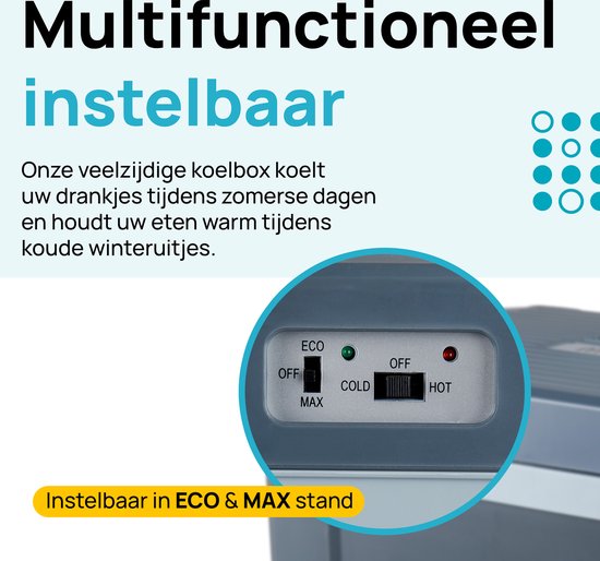 MOA Coolbox électrique 12v 230 volt - Coolbox 40L - Frigobox - Réfrigérateur de camping - Voiture et camping - Gris