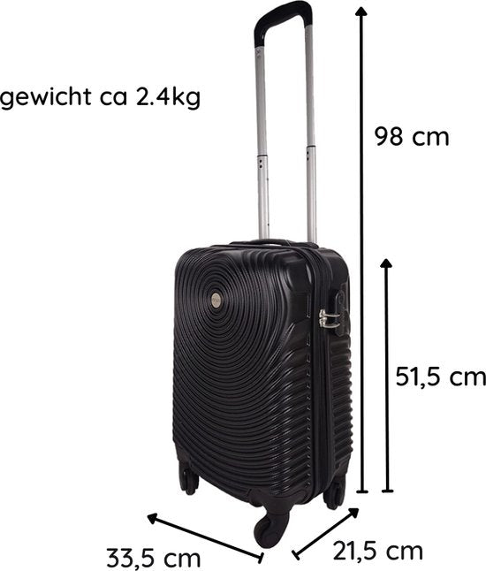 Valise cabine Ceruzo - Trolley - 28 L - 51,5 cm - Roulettes pivotantes à 360° - Cadenas à combinaison - Noir - Valise de voyage