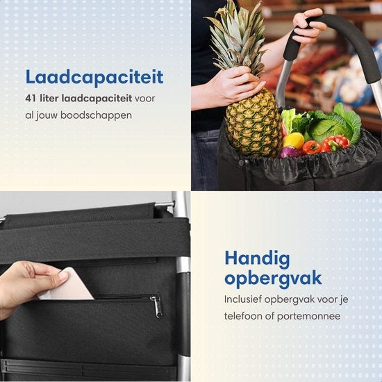 Chariot de courses - Safe Age - Caddie à roulettes Pliable - Compartiment Isotherme