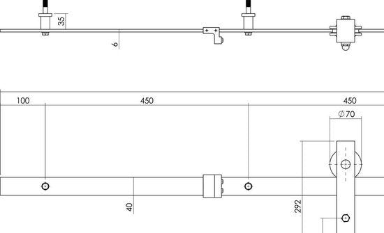 Système de porte coulissante Intersteel Basic noir mat