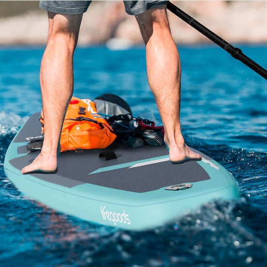 LifeGoods SUP Board Touring - 165 KG de capacité de charge - 365 x 76 cm - gonflable - avec siège - paquet Sup complet - Turquoise