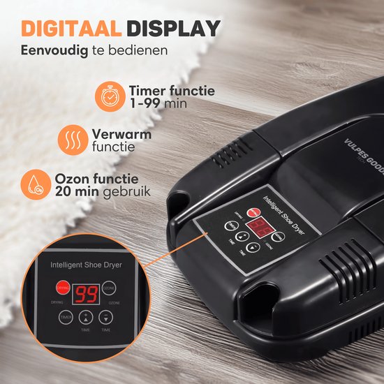 Vulpes Goods® Tech - Sèche-chaussures et rafraîchisseur de chaussures à l'ozone - Fonction ozone et séchage - 10 rafraîchisseurs de chaussures inclus - Version PRO