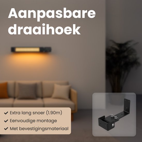 Auronic Terrace Heater - Chauffage infrarouge - Ecran tactile - 15m2 - Electrique - 2500W - Télécommande - 9 niveaux - Noir