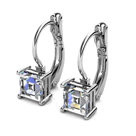 Yolora Ladies Earrings - Kalpa Camaka Crystals - Silver - 18K White Gold Plated - Women's Earrings Silver - Jewellery - Luxury Gift Box - Gift Box - Exclusive Gift Box - Beautiful Gift Packaging