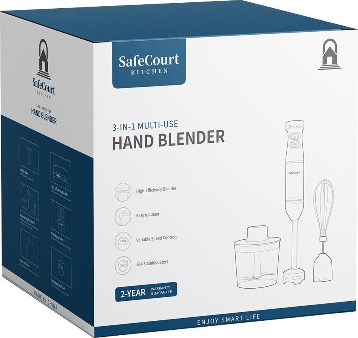 Mélangeur à main de cuisine Safecourt - Bol à hacher - Fouet - Tasse à mélanger - Ensemble
