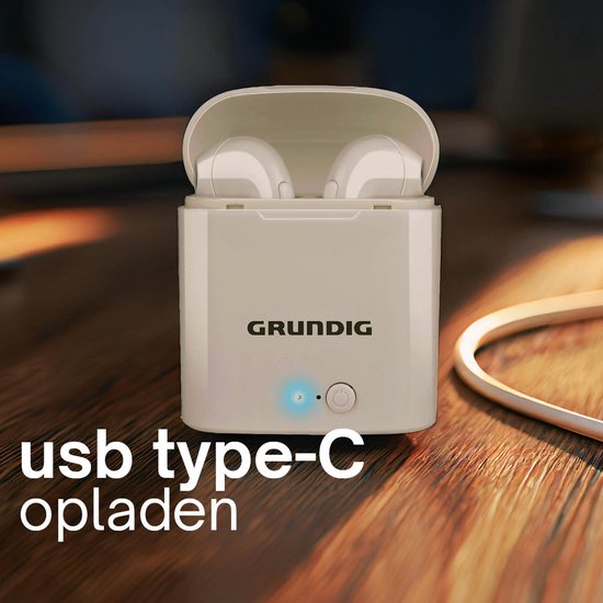 Grundig Wireless Earbuds - Bluetooth In Ear Earbuds 400mAh - Ecouteurs sans fil avec 2 heures d'autonomie - Ecouteurs pour appels mains libres - Etui de charge inclus Câble de charge USB-C