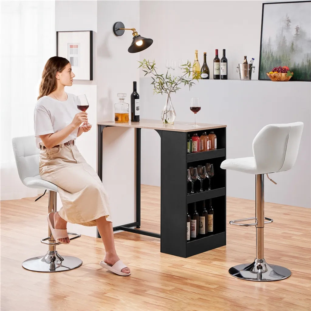 Lot de 2 tabourets de bar Yaheetech - Blanc - Tabourets de bar pivotants à 360° et réglables, avec dossier et repose-pieds