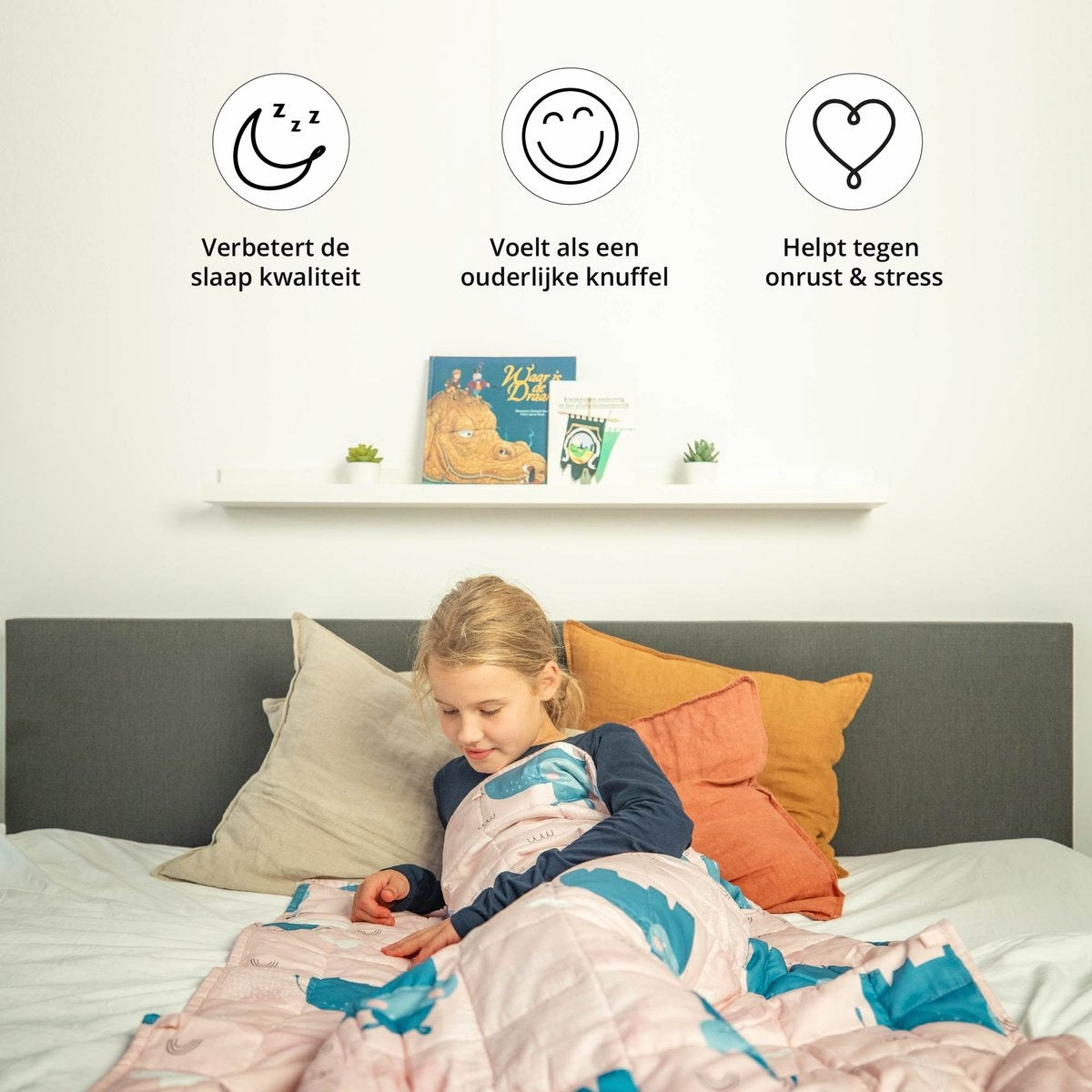 Ella® Couverture lestée pour enfant 3.2kg - 100 x 150cm  - OEKO-TEX Coton - Hippopotame