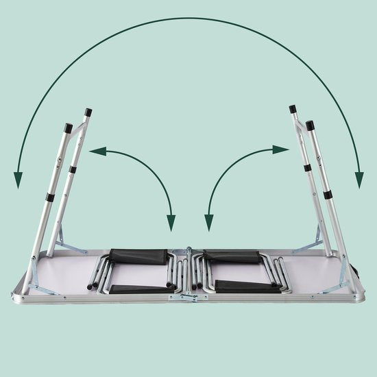 Table de camping - avec 4 chaises - pliable - réglable - noire
