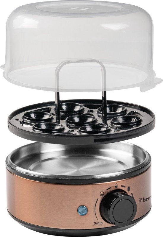 Cuiseur à œufs Bestron - AEC2000CO - 400 W - Pour 7 œufs - avec gobelet doseur et pic à œufs - Cuivre