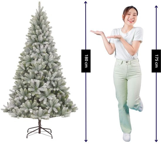Black Box Trees Nagoya : sapin de Noël vert givré avec structure articulée - Décoration de Noël d'intérieur - Sapin artificiel d'aspect réaliste - Hauteur 180 x diamètre 108 cm