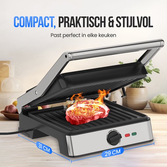 Strex Sandwich Device XL With Temperature Control - Contact Grill Large / Sandwich Iron / Toaster / Grill Device / Panini Grill - PFAS Free - 2200W