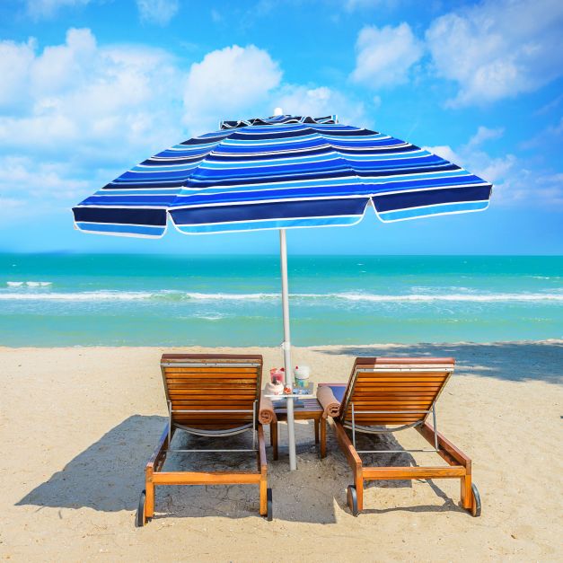 Parasol de plage Coast 220 cm - UPF50+ - Inclinable - Avec porte-gobelet/sac de transport