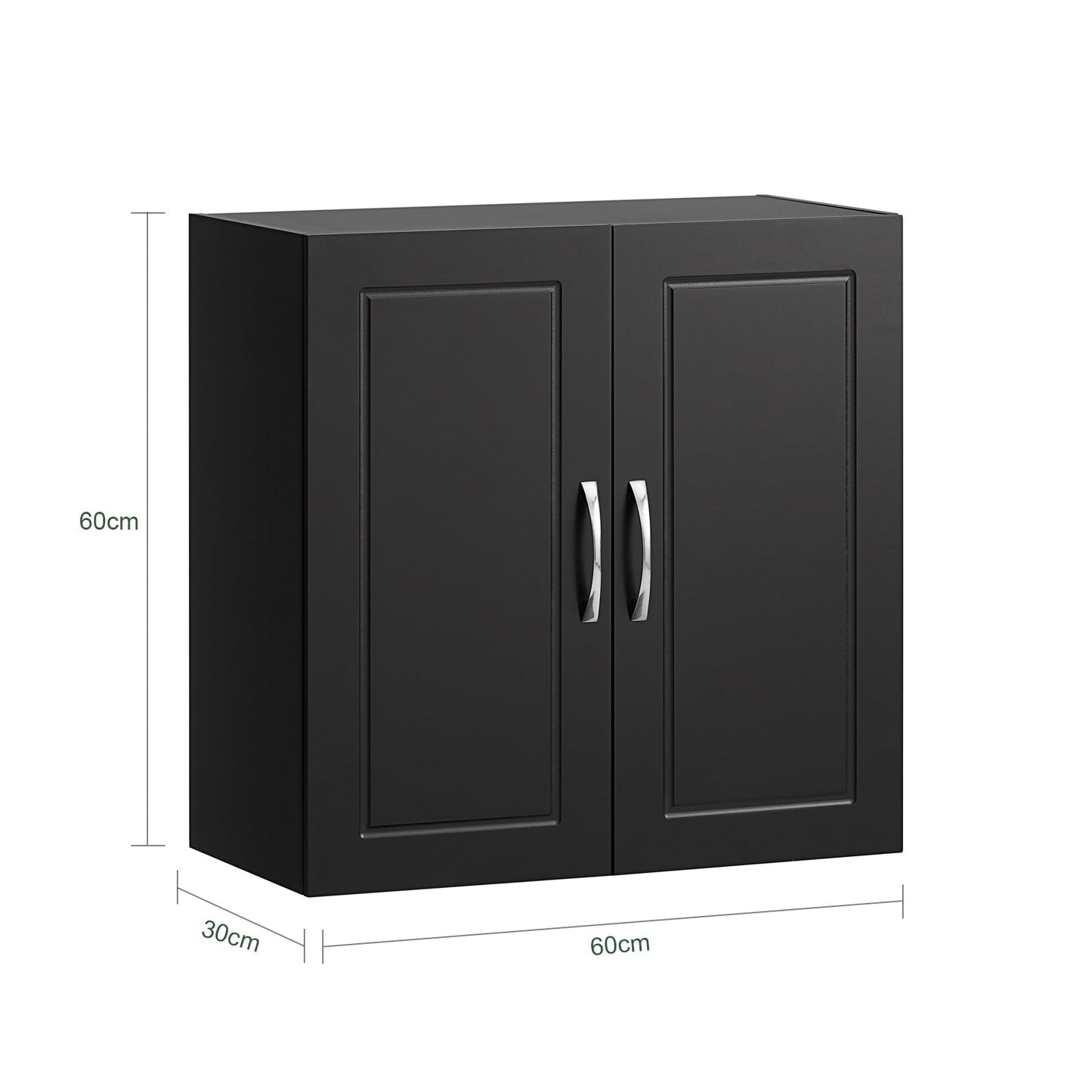 SoBuy Armoire murale 2 portes - 60x30x60 cm - Noir - Etagère réglable