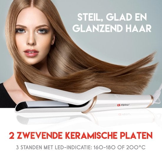 alpina Stijltang - Keramisch - 160°C-180°C-200°C - Wit