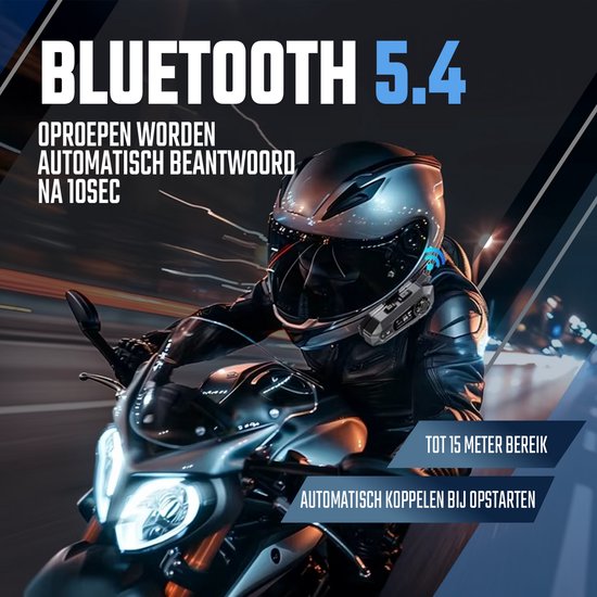 Tech Essentials R500 - Casque de moto - Avec Bluetooth 5.4 - Intercom - Radio - Microphone dur - Cyclomoteur - Scooter