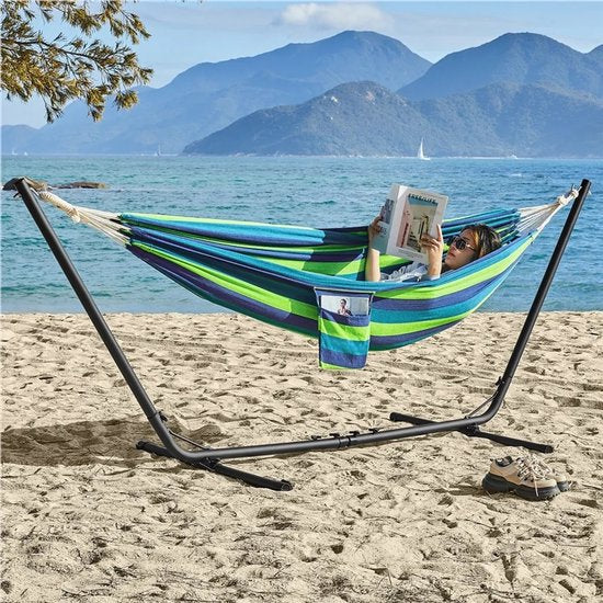 Yaheetech Hamac avec cadre multicolore pour 2-3 personnes, Max 205 kg