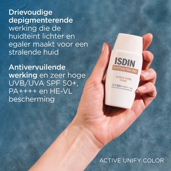 ISDIN - Fotoultra Active Unify Color SPF50+ - 50 ml - Éclaircit et unifie le teint