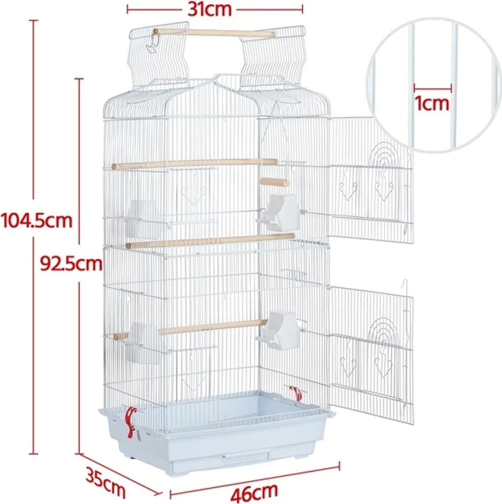 Yaheetech Cage à oiseaux - 46x35x104,5 cm - Ouverture du toit - Blanc Bleu clair