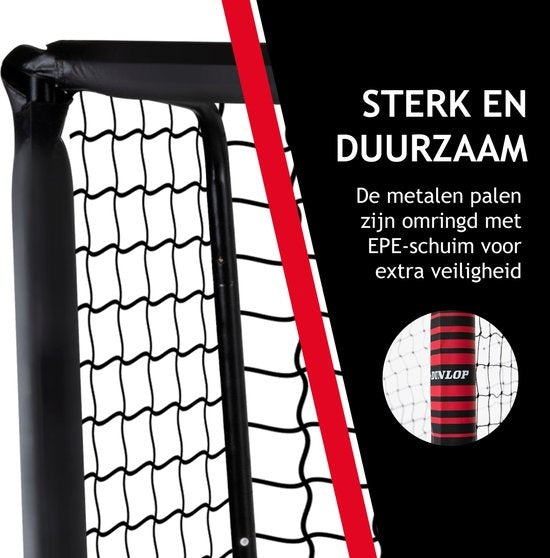 Dunlop Football Goal - But de football 300 x 200 x 120 cm - But de football grand format - Jouets d'extérieur pour enfants et adultes - Montage rapide - But d'entraînement de football - Métal - Noir/Rouge