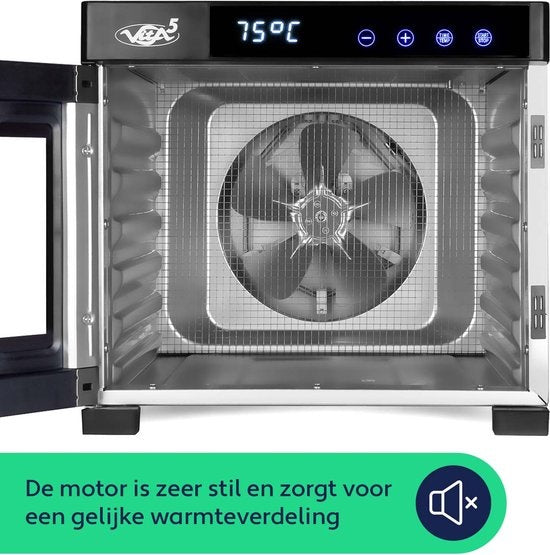 Vita5 Nobel PRO 6 Déshydrateur alimentaire - Four de séchage - acier inoxydable - minuterie 24 heures - panneau de contrôle LED - Déshydrateur - 6 couches
