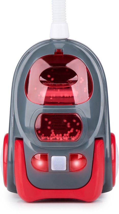 Aspirateur jouet Dirt Devil avec tuyau - avec effets sonores et particules tourbillonnantes - Jouet de nettoyage sans fil pour garçons et filles à partir de 3 ans - 88 x 15 x 12,5 cm - Rouge/Gris