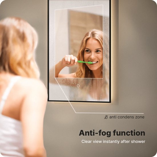 Miroir de salle de bains Mirlux avec éclairage LED et chauffage – Miroir mural Arch – Miroir de douche anti-buée – 45 x 100 cm