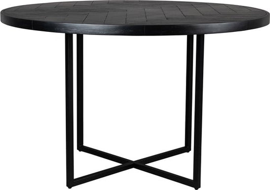 Dutchbone Class Table à manger ronde 120 cm Bois d'acacia Noir