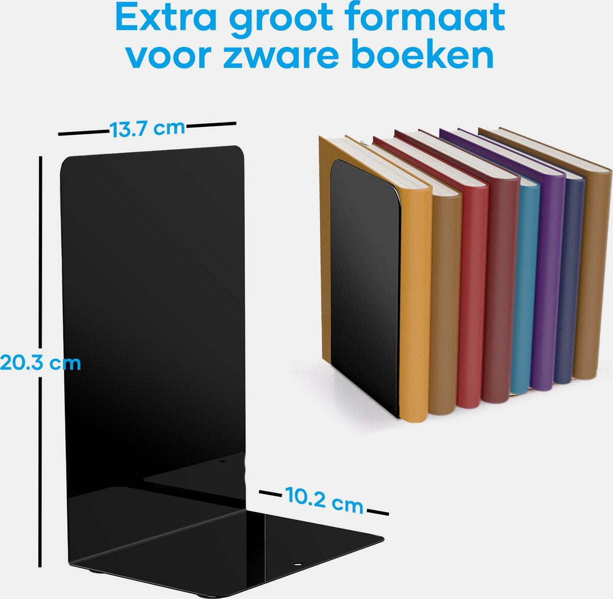 MATTI® - Serre-livres - Porte-livres en métal - Porte-livres - Lot de 2 - Noir