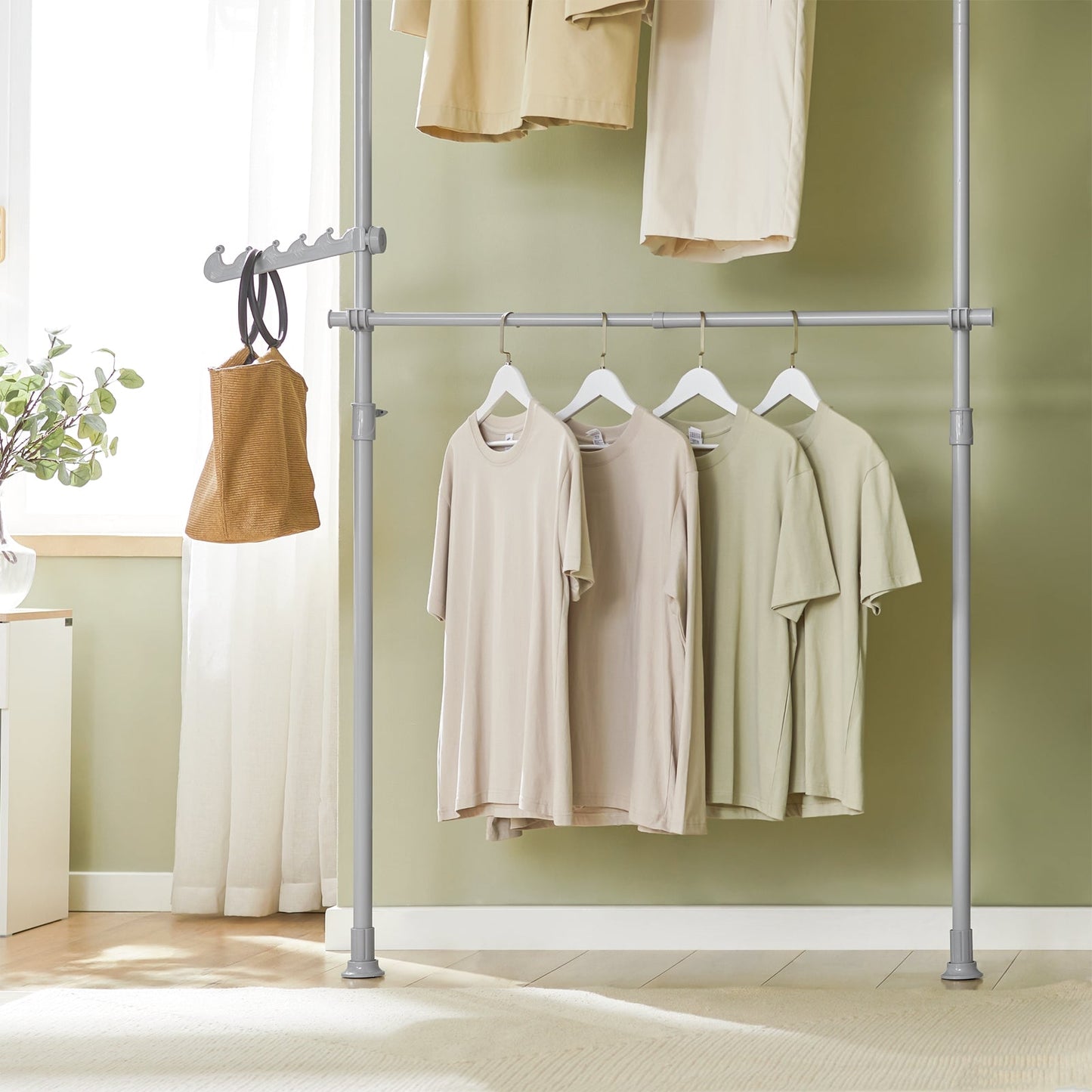SoBuy Système de penderie télescopique - 2 tringles à vêtements - L (62-113) x H (200-285) cm