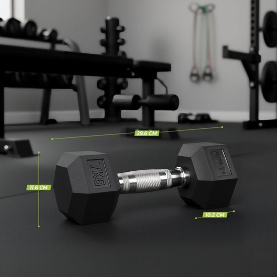 VirtuFit Hexa Dumbbell Pro - 7 kg - Haltère hexagonal - Durable et résistant - Musculation - Poids - CrossFit & Fitness - Convient aux débutants et aux professionnels - Vendu à l'unité