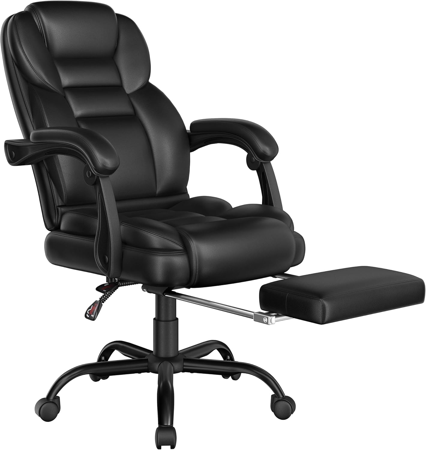 Fauteuil de direction ergonomique Yaheetech - Avec repose-pieds extensible - Dossier haut - Noir