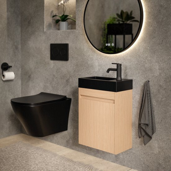 Meuble de salle de bains Mirlux en chêne clair - Meuble-lavabo - Meuble de WC - Meuble de salle de bains - 40 cm