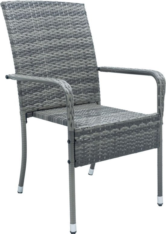 Chaises de jardin en polyrotan Yoro - 4 pièces - Gris - Empilables