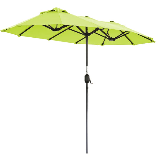 Parasol double Angel Living - 2,97 x 1,53 m - avec manivelle - UPF 50+ - vert pomme
