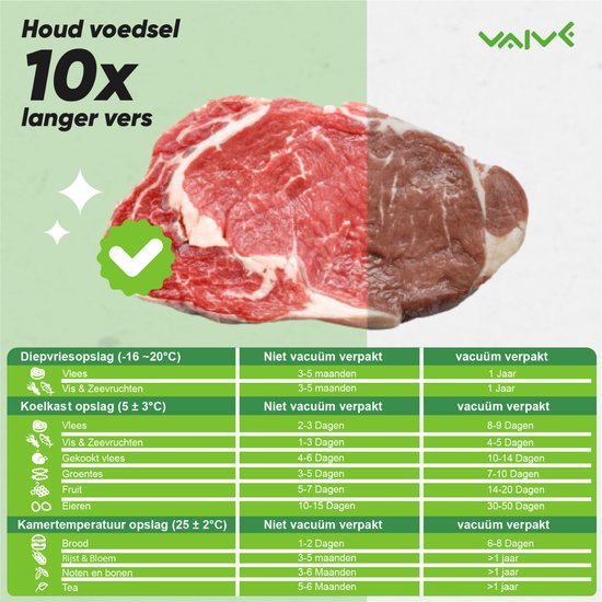Vaive Vacuum Bags Food 17 x 25 - 100 pièces - Sacs sous vide - sans BPA