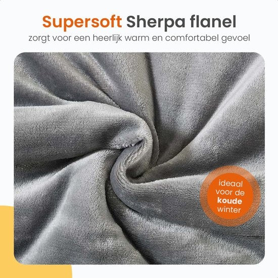 Couverture électrique Goliving avec manches - Plaid en laine polaire - Couverture grande taille - Couverture électrique lavable avec 9 réglages et minuterie - 195x125cm - Gris