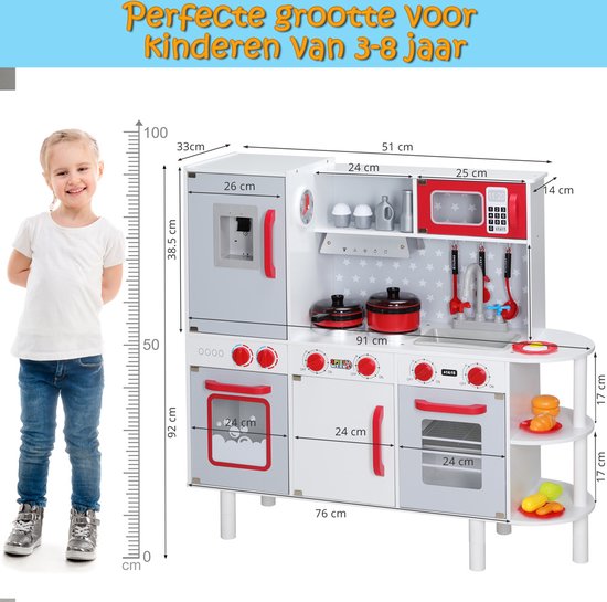 Spielwerk Wooden Play Kitchen Junior Chef - Réaliste interactif - 38 pièces