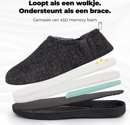 Chaussons Homme - Chaussons - Noir - Antidérapant - Taille 44/45 - Comfeet
