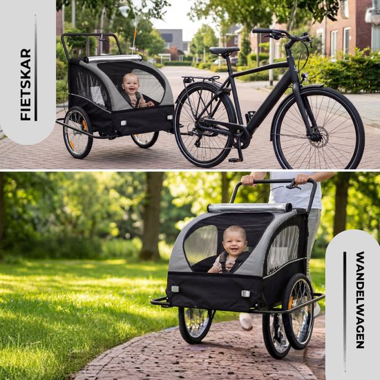Outbee Bicycle Trailer For Kids - 2 in 1 Bicycle Trailer And Stroller - Kids' Bicycle Trailer - Kids' Buggy - 3 Wheels - With Flag