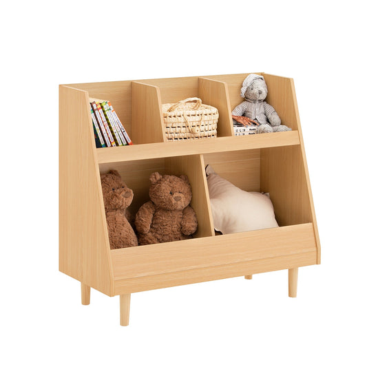 SoBuy KMB111-N Bibliothèque pour enfants 87x37x78 cm Naturel - Meuble de rangement à 5 compartiments sur pieds
