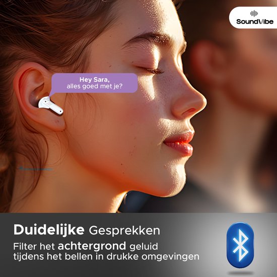 SoundVibe® - Earbuds Wireless With Noice Cancelling - White - Bluetooth Earbuds - Noice Cancelling Headphones - LX-10 Earpods with Screen - Works With Apple And Android - Earpods USB C - Wireless Earphons - Earphones Wireless