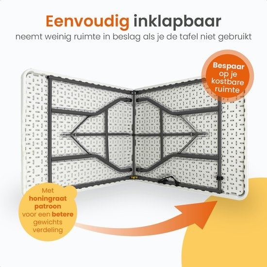 Goliving Table pliante - Table pliante - Table de camping - Table pliante d'extérieur - Résiste aux intempéries - 180 x 70 x 74 cm - Blanc